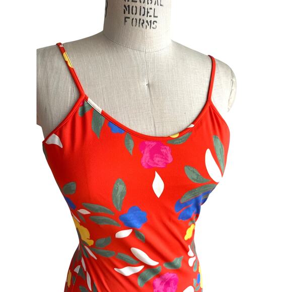 CAROLINE CONSTAS Melina Long Dress in Orange Floral Size Small
